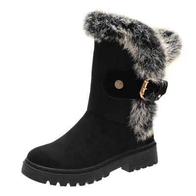 China High Quality Winter Women's Comfortable Women's OEM Suede Fashion Trend Snow Boots Thick-soled Buckle Suede Cotton Shoes for sale