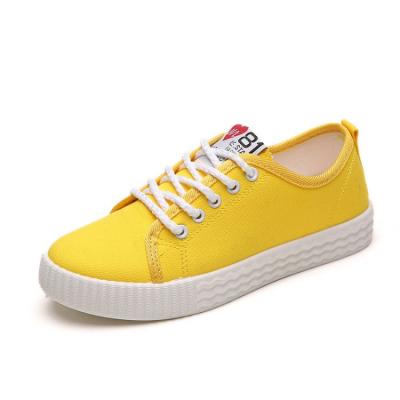 China 2022 fashion new arrival wholesale fashion casual ladies yellow white color canvas women shoes for sale