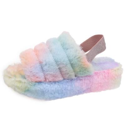 China Women 2022 Cute Flat Bottom Thick Bottom Anti-slippery Plush Shoes Women Furry Warm Wholesale Ladies Slippers for sale