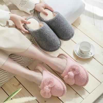 China Fashion Trend Couples Comfortable Home Slippers Cotton Slippers Women Men Bedroom Fluffy Plush Shoes for sale