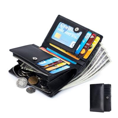 China 2021 RFID Men Rfid Blocking Designer Leather Slim Message Wallet Card Holder Safe Wallet for sale