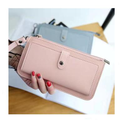 China Factory Direct Plug Money Ladies Travel Purse Zipper Clutch Wallets Blocking PU Leather Women Wallet Along for sale