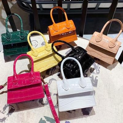 China 2021 Fashion Lipstick Bag Mini Crocodile Pattern Embossed Small Little Girls Purses and Handbags Leather Shoulder Bags Women for sale