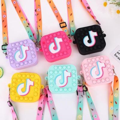 China High Quality Fashion We Cause Shoulder Bags Kid Bubble Jelly Purses And Tok Mini Kids Coin Purses 2021 Tik Little Girls Handbags for sale