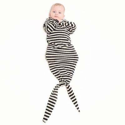 China Breathble Cozy Factory Wholesale Bamboo Baby Knotted Newborn Infant Dresses Stripe Sleeper Dresses for sale