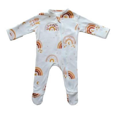 China 95%bamboo 5%spandex breathable high quality one piece pajamas baby footie zipper romper for sale