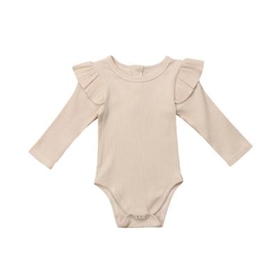 China Breathble comfortable 95% bamboo 5%spendex ribbed summer newborn baby ruffle long sleeve rompers for sale