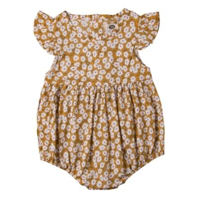 China Comfortable Breathble 95% bamboo summer 5%spendex baby flower pattern ruffle sleeve newborn rompers for sale