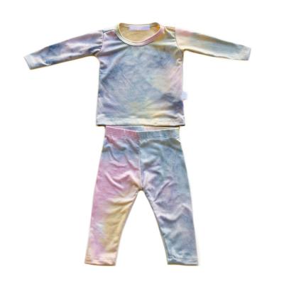 China Customized 95%bamboo antibacterial 5%spandex kids tie dye pajamas sleepwear newborn pajamas set for kids for sale