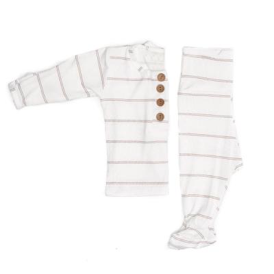 China Children's Footie Two Piece Pajamas 95%bamboo 5%spandex Antibacterial Newborn Infant Toddlers Sleepwear for sale