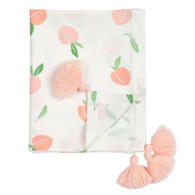 China High Quality Anti Dust Mite Bamboo Wrap Summer Spring Flower Muslin Covering Baby Tassels Wrap Covering for sale