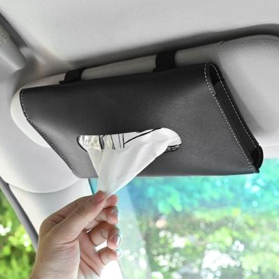 China Luxury Car Sun Visor Tissue Box Tissue Box Leather Briefcase Sets Holder Storage Decoration Car Auto Interior Accessories for sale