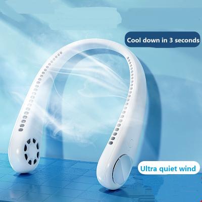 China New Hanging Fan Portable Hotel Neck USB Charging Leafless Fan For Outdoor Sports Mini Fan for sale