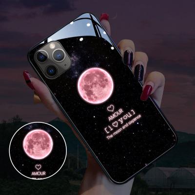 China Tempered glass+TPU OEM ODM Custom Tempered Glass Phone Cover LED Light For Apple iPhone 13 Mini Pro Max Phone Cases for sale