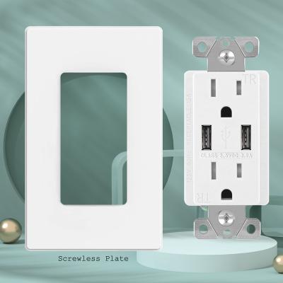 China Easy Installation FTR15 Double Wall USB Electrical Outlet With Fast Charging High Speed ​​3.6amp Usb Socket In White Color for sale