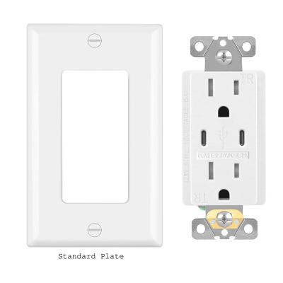 China Easy Installation FTR15DC 4.2a Dual USB C Port Usb Receptacle American Standard Type To USB C In White for sale