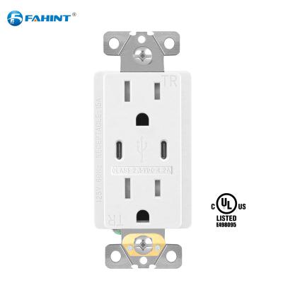 China Easy Installation FTR15DC 4.2a US Standard USB Wall Outlet Charger Dual USB Home Fast Charger Receptacle for sale