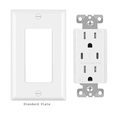 China American Standard Type Easy Installation FTR15DC-3.1a USB C Wall Plug Dual To C Port Usb Receptacle USB C for sale