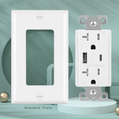 China Easy Installation FTR20C 3.1a American Standard Usb Charger Receptacle With TR Outlet Usb 110v Socket Outlet In White for sale