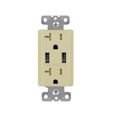 China Easy Installation FTR20-3600 Dual Usb Charger Wall Socket American Standard USB Power Socket for sale