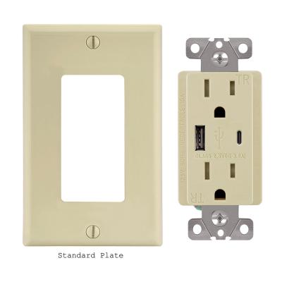 China Easy Installation FTR15C 3.6a Usb C Wall Plug Socket American Standard Higher Speed ​​Type Usa Outlet for sale