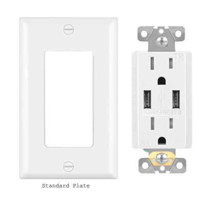 China Easy Installation FTR15 Usb Wall Charger 15a Receptacle Usb Wall Socket American Standard Duplex Receptacle Dual for sale