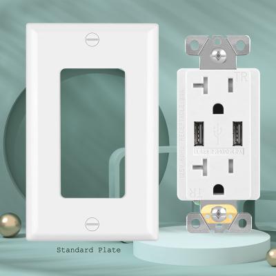 China Easy Installation FTR20 High Speed ​​USB Wall Charger Outlet American Standard Dual Socket 4.2a USB Output for sale