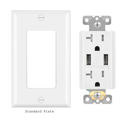 China Easy Installation FTR20 4.2a American Standard Wall Charger Fast USB Outlet High Speed ​​Dual Usb In White for sale