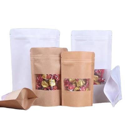 China Moisture Proof Shopping Food Grade Custom Printed Brown Kraft Paper Bags Stand Up Pouch for sale