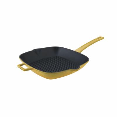 China Sustainable Kitchen 28Cm Enamel Cast Iron Frying Pan Bbq Non Stick Griddle Cast Iron Place Grill Casserole for sale