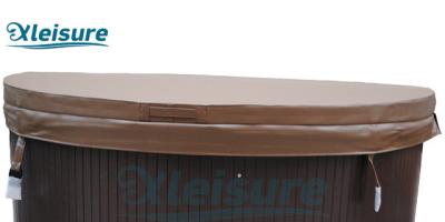 China Brown Round Spa Thermische Deksel Vinyl Hot Tub Spa Dekking voor Houten Hete Ton Te koop