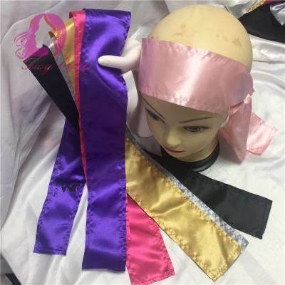 China 2019 Customs Woman Satin Silk Head Band Silk Head Wraps With Custom Logo for sale