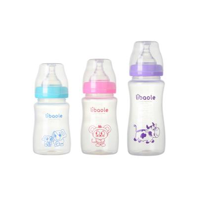 China BPA Free Wholesale Wide Neck BPA Free Custom Logo Silicone Nipple PP Material Baby Milk Bottle For Baby Feeding for sale