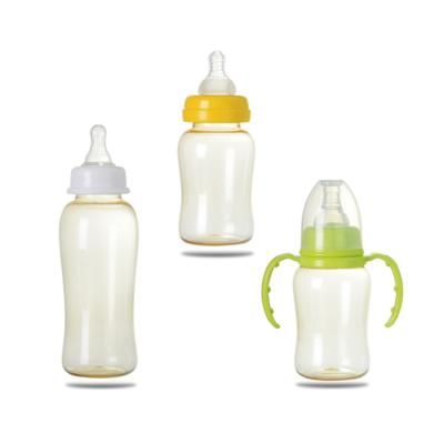 China Factory Direct Sales BPA Free Baby Bottle Wide Neck With Handle PPSU 150ml 240ml Food Grade Silicone Feeding Bottle for sale