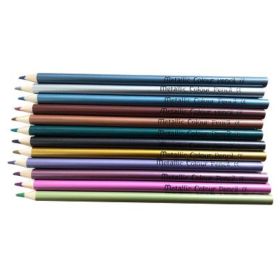 China Customized Drawing Logo Printing 12pc Metallic Color Pencil Set, Artist Colored Pencil for sale