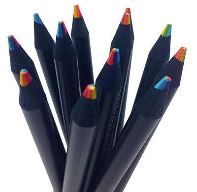 China Black Wooden Mixed Color Advance Rainbow Drawing Pencil, 4 in 1 Colored Pencil, Write and Draw in 7 Brilliant Colors for sale