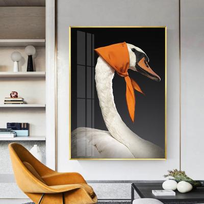 China Modern Minimalist Animal Wall Art Pictures Canvas Painting Modern Living Room Decoration Swan Arc Bedroom for sale