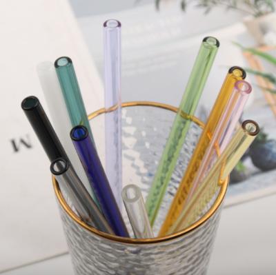 China Viable Color Transparent Glass Straw Food Grade Straw Milk Tea Drink Heat Resistant Straw for sale