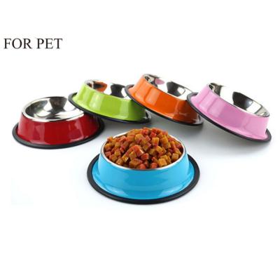 China Sustainable Stainless Steel Dog Bowls Feeder Bowl Cat Dish Bowl With Reducing Slip Rubber Bases for sale