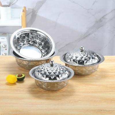 China Stainless Steel Disposable Serving Bowls With Lid With Pattern for sale