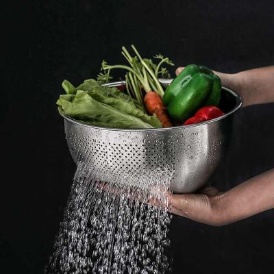 China Sustainable Stainless Steel Rice Colander Fruit Colander for sale