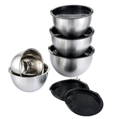 China 5 Piece Disposable Premium Mixing Bowls with Lids, Interior Measurement Marks and Thicker Stainless Steel Bowl Set for sale