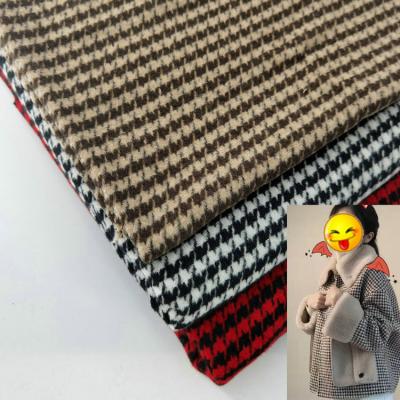 China Winter Coat Fabric 260gsm Heavy Flannel Houndstooth in 150cm Width with Jacquard Design for sale