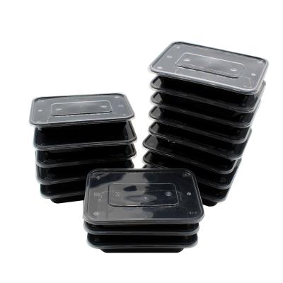 China Microwaveable Disposable Plastic Square Black Eco Friendly Food Container Bento PP Lunch Box for sale