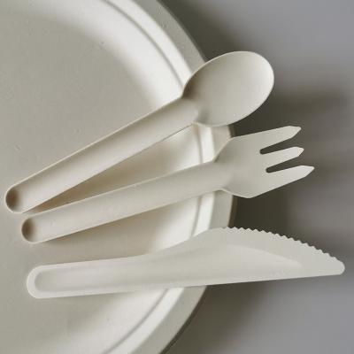 China Disposable Biodegradable Disposable Sugarcane Knife Bagasse Food Tray Spoon Knives Compostable Forks Take Away for sale