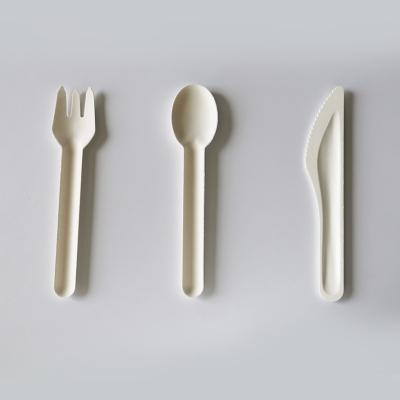 China New Product Disposable Biodegradable Bagasse Fork Spoon Sugar Cane Knife For Fruit Noodles for sale