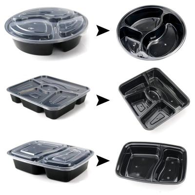 China 2 3 4 5 Viable 6 Compartments Disposable Meal Prep Food Storage Bento Lunch Box Packaging Plastic Takeout Container for sale