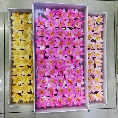 China 50pcs/box Durable Artificial Bath Soap Flower Head Small Lily For Wedding Party Decor Scented Lasting for sale