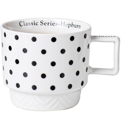 China Hepborn Viable Simple Style Coffee Mug Cup Porcelain Stackable Ceramic Tea Cup Set With Dots for sale