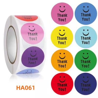 China Waterproof Circular Color Label Thank You Sign Label Color Self Adhesive Paper Sticker for sale